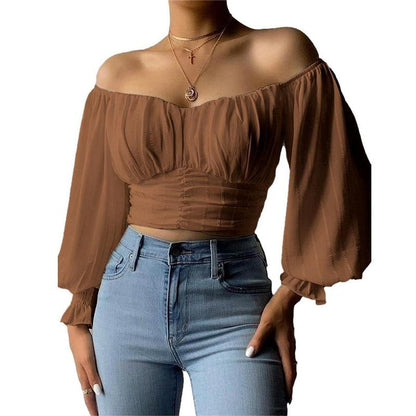 Your Favorite Off The Shoulder Puff Sleeve Slim Fit Party Crop Top