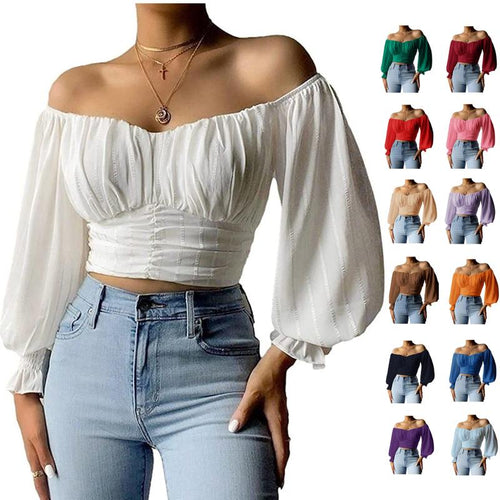 Your Favorite Off The Shoulder Puff Sleeve Slim Fit Party Crop Top