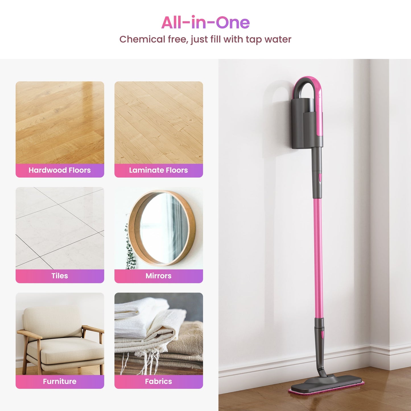 Steam Mop with Detachable Handheld Steamer