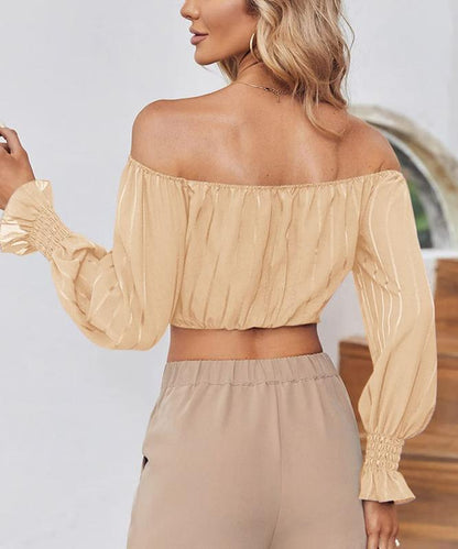 Your Favorite Off The Shoulder Puff Sleeve Slim Fit Party Crop Top